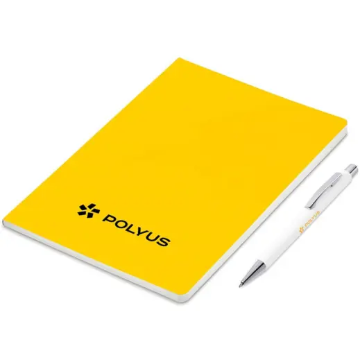 Altitude Mills Notebook & Pen Set Yellow Branded